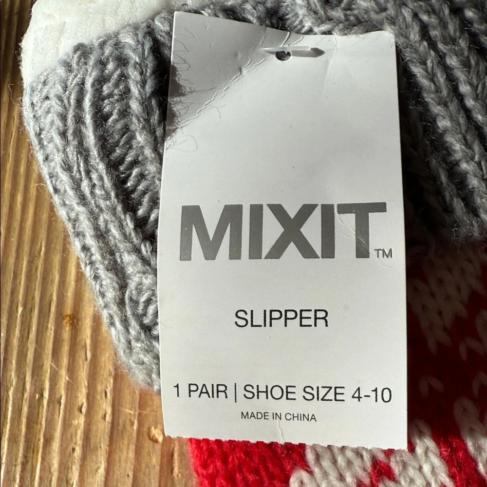 Mixit mouse Sherpa lined Festive Red and Gray Socks